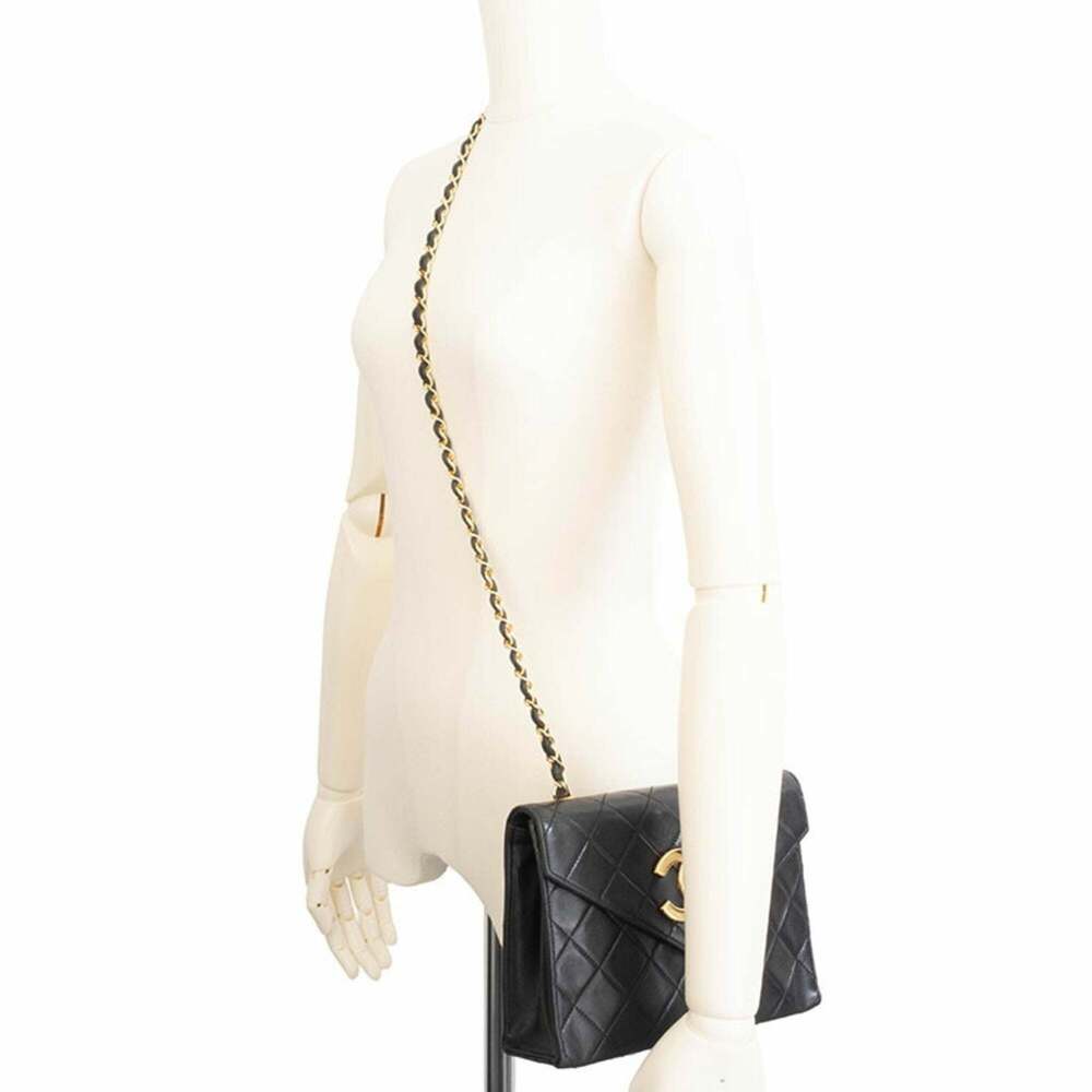 Chanel Matelasse Black Chain Shoulder Bag, Lambskin Leather, Women's, Black, ... - Picture 11 of 16